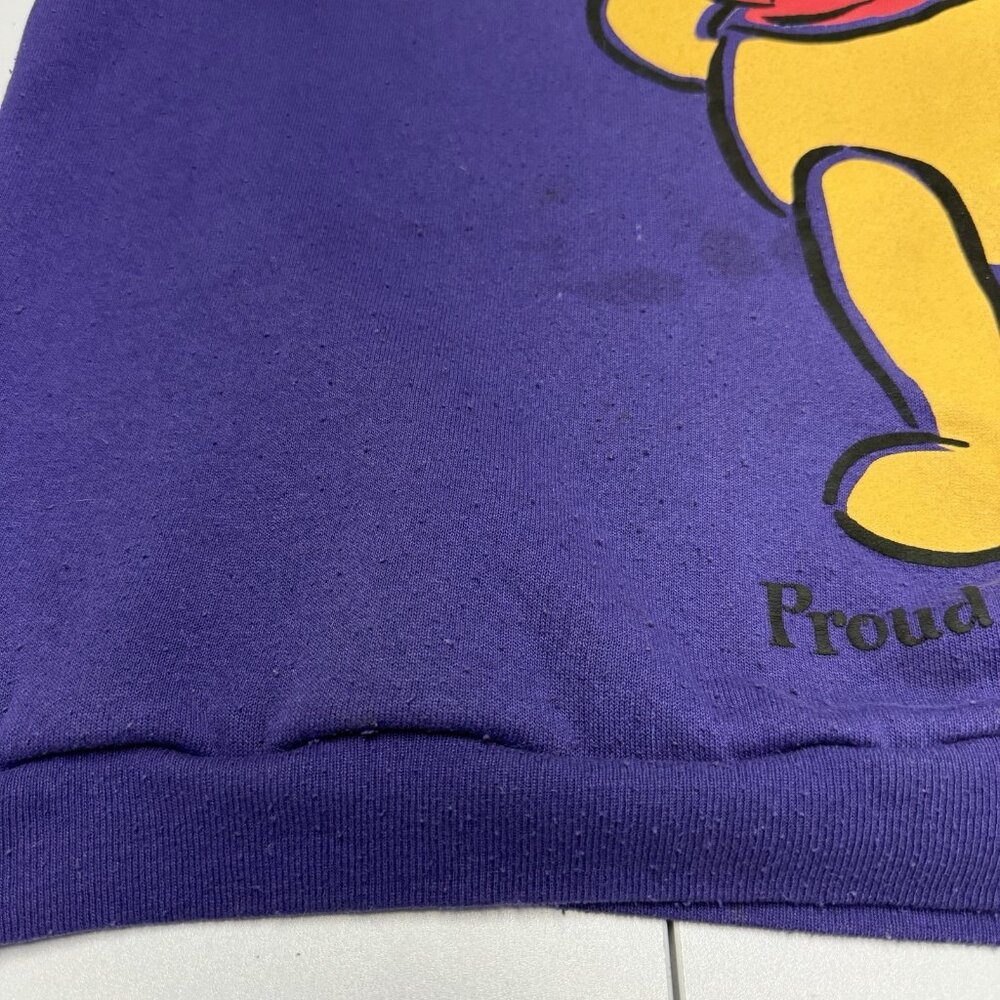 Vintage Winnie The Pooh Sweatshirt Oversized L Purple Crew Neck Cartoon 90s Y2K - Picture 6 of 16